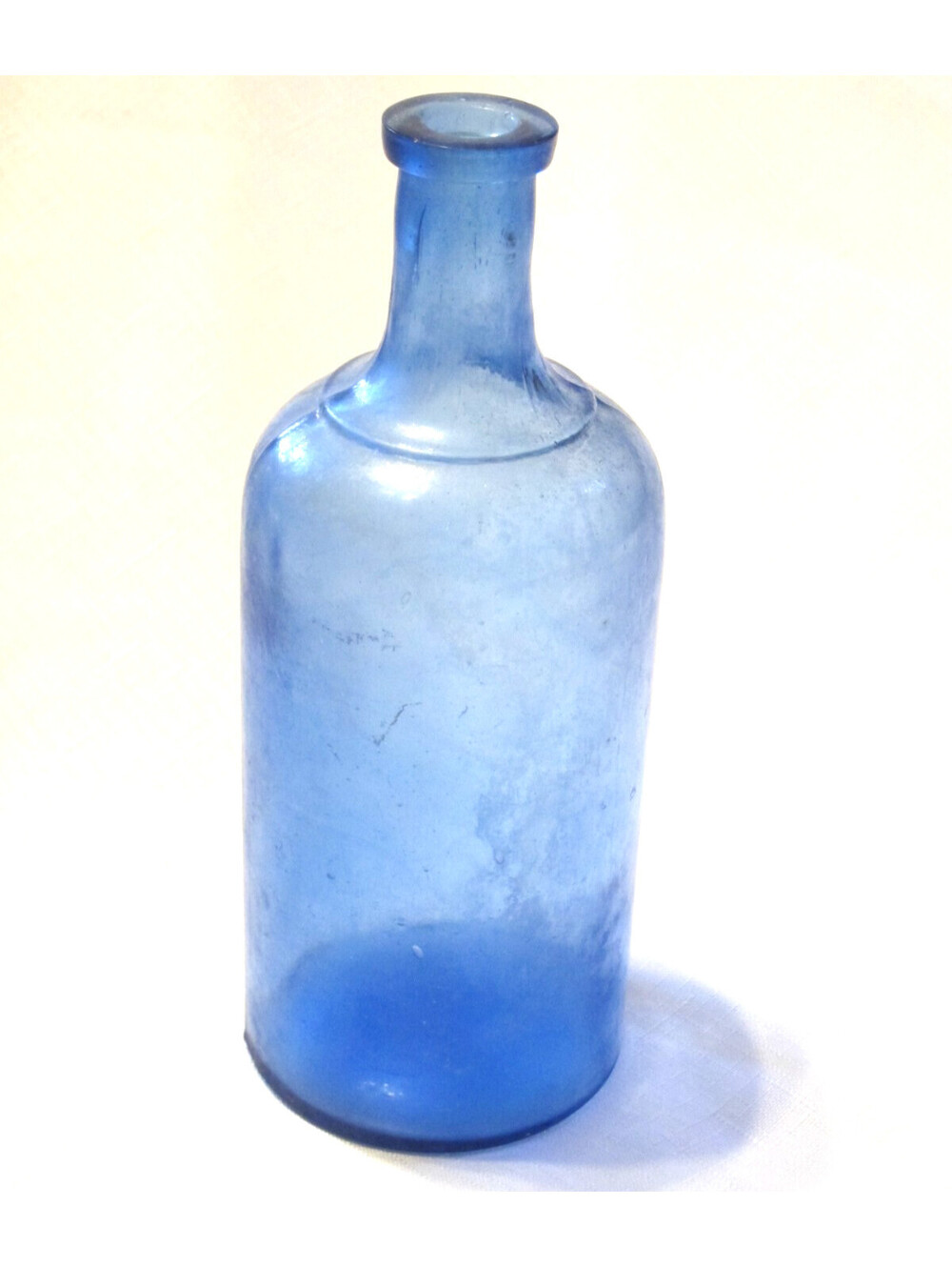 Antique Light Cobalt Blue Glass Apothecary Bottle 8" Pint BIM Tooled Lip c 1880s